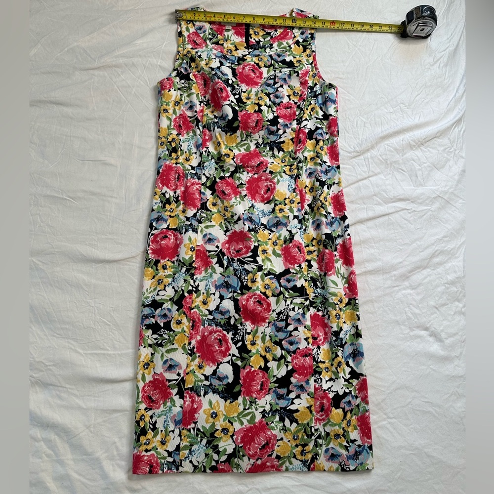 Talbots Sleeveless Sheath Midi Dress Floral Print Cotton Blend Kentucky Derby 12 - Picture 9 of 12